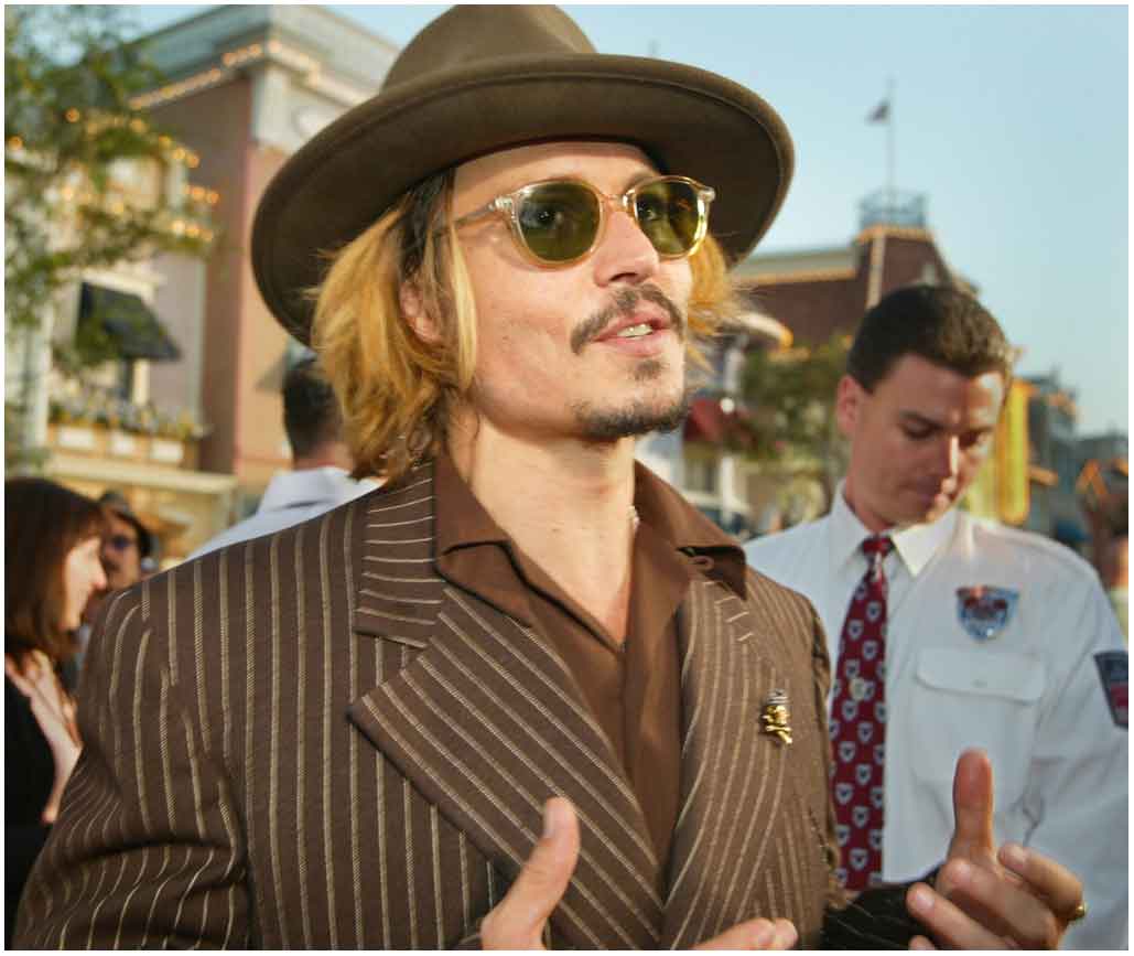 Close-up portrait of actor Johnny Depp looking directly at the camera, highlighting his public persona and facial expressions for communication analysis.